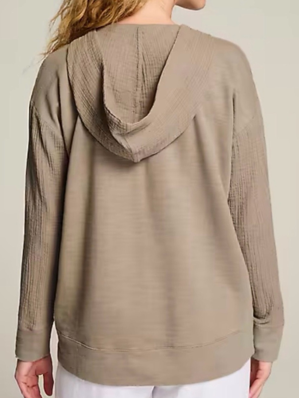 Pure Jill J Jill Pullover Hood Organic Cotton Gauze French Terry XS Driftwood - Picture 3 of 8